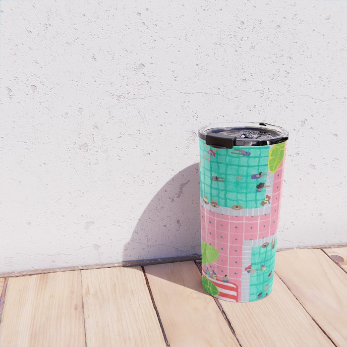 Tropical pink pool Travel Mug Gallery Image 4