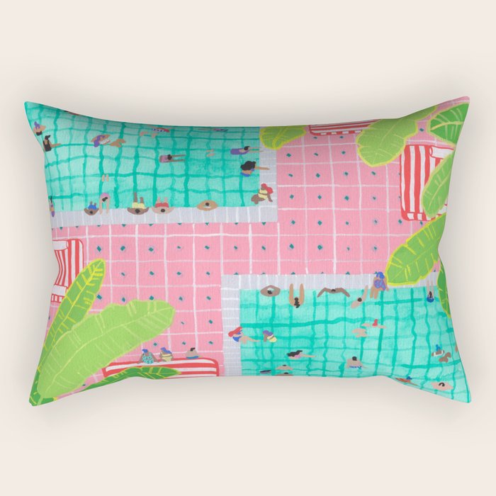 Tropical pink pool Rectangular Pillow Gallery Image 2