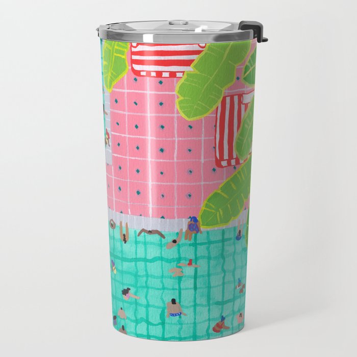 Tropical pink pool Travel Mug Gallery Image 2