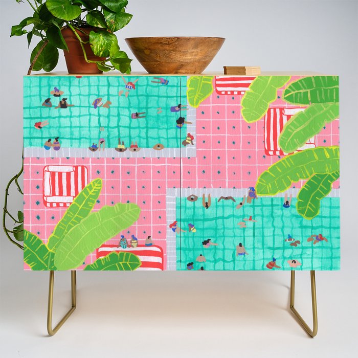 Tropical pink pool Credenza Gallery Image 1