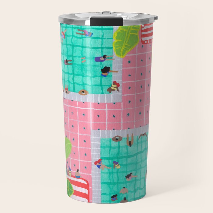 Tropical pink pool Travel Mug Gallery Image 1