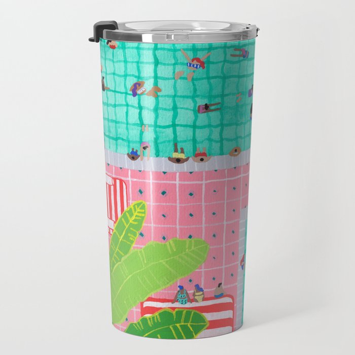 Tropical pink pool Travel Mug Gallery Image 3