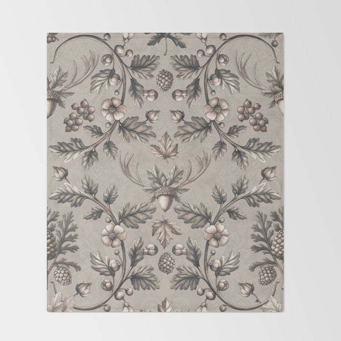 William Morris Woodland Nostalgia Beige Throw Blanket Gallery Image 2