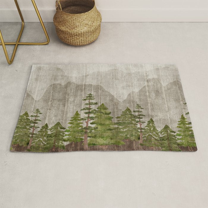 Mountain Range Woodland Forest Rug Gallery Image 1