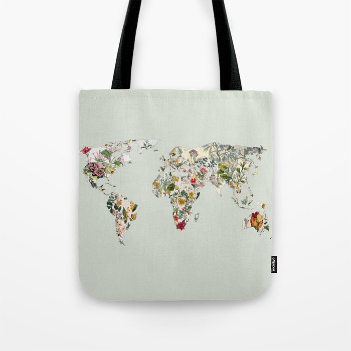 Vintage Botanical World Green Tote Bag Gallery Image 1