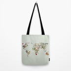 Vintage Botanical World Green Tote Bag Gallery Image 2
