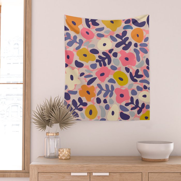 Funny sunny floral pattern Wall Tapestry Gallery Image 2