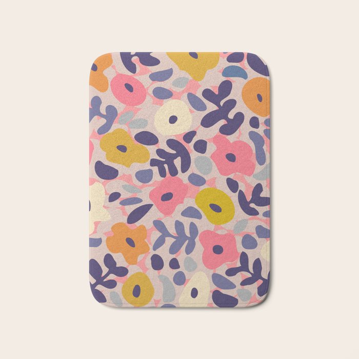 Funny sunny floral pattern Bath Mat Gallery Image 1