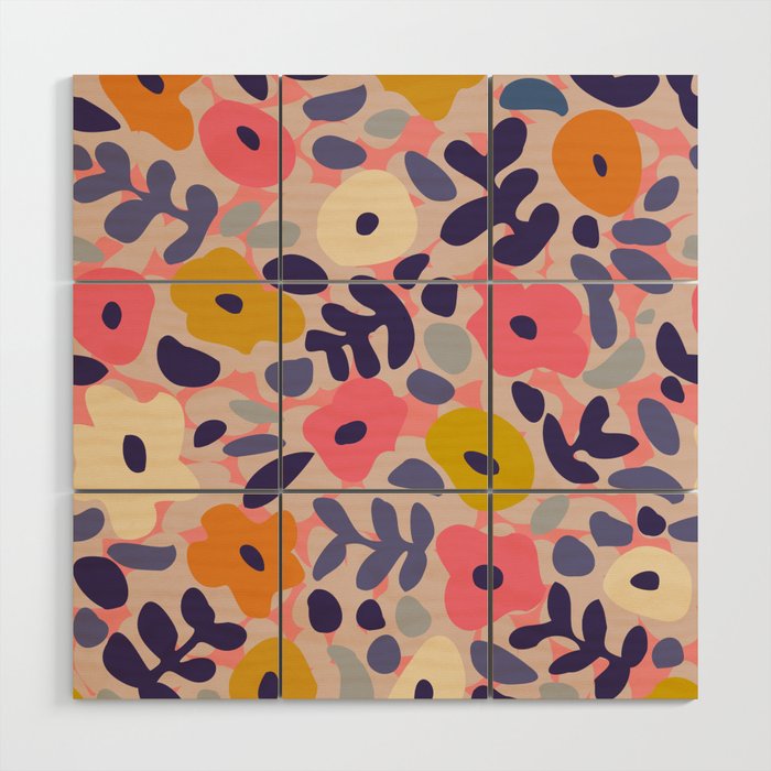 Funny sunny floral pattern Wood Wall Art Gallery Image 1