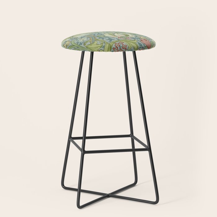 William Morris Vintage Golden Lily Mineral Blue Stool Gallery Image 1