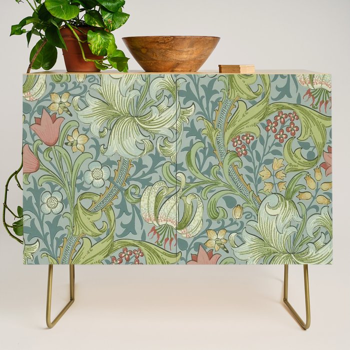 William Morris Vintage Golden Lily Mineral Blue Credenza Gallery Image 1