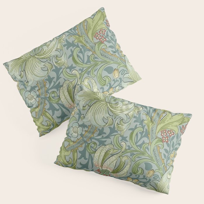 William Morris Vintage Golden Lily Mineral Blue Pillow Sham Gallery Image 3