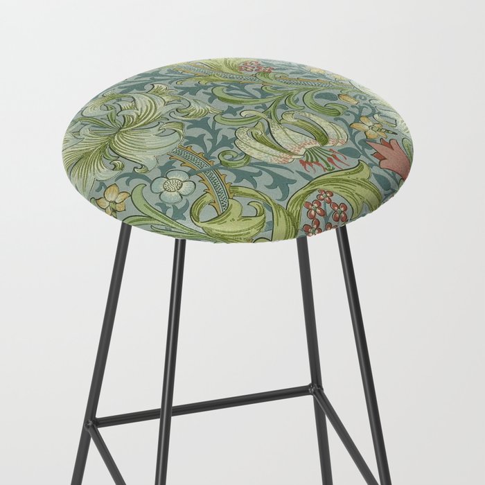 William Morris Vintage Golden Lily Mineral Blue Stool Gallery Image 2