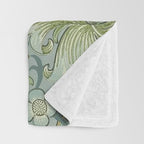 William Morris Vintage Golden Lily Mineral Blue Throw Blanket Gallery Image 3