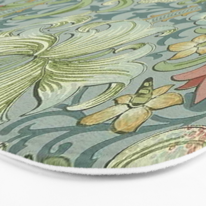 William Morris Vintage Golden Lily Mineral Blue Bath Mat Gallery Image 3