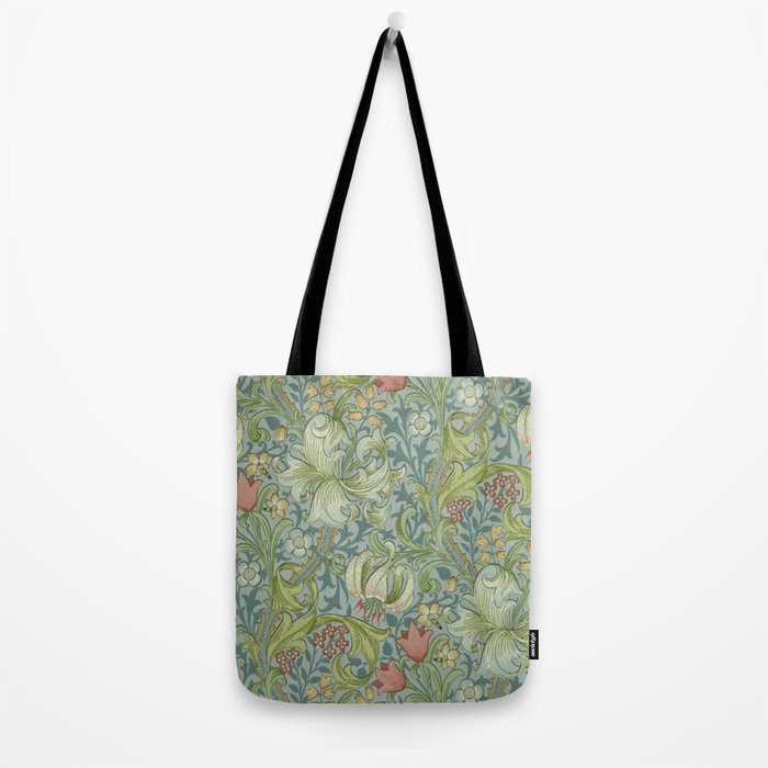 William Morris Vintage Golden Lily Mineral Blue Tote Bag Gallery Image 2