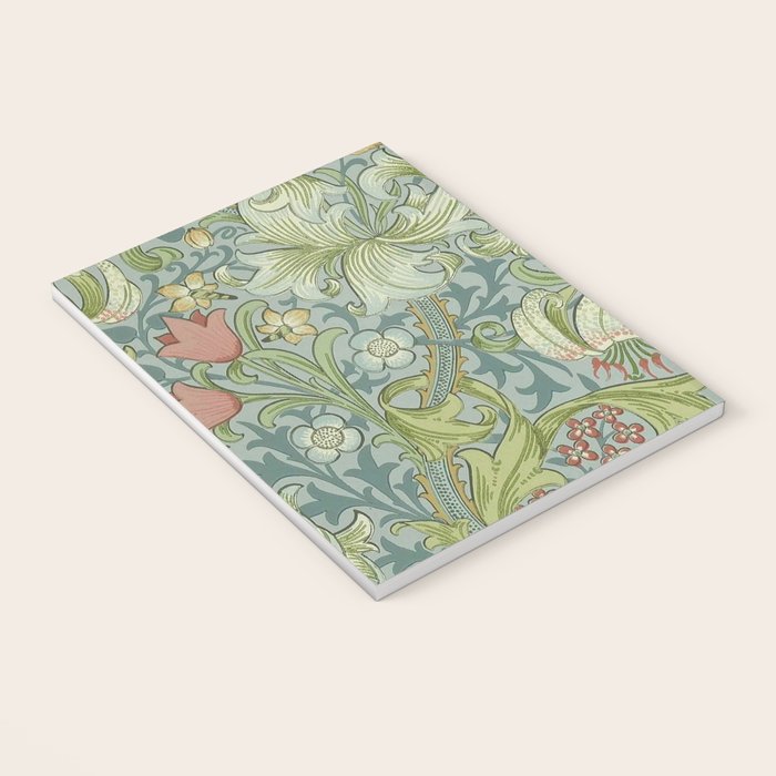 William Morris Vintage Golden Lily Mineral Blue Notebook Gallery Image 3