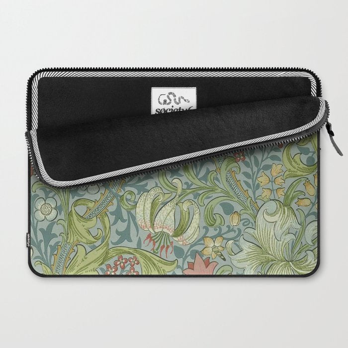 William Morris Vintage Golden Lily Mineral Blue Laptop Sleeve Gallery Image 2