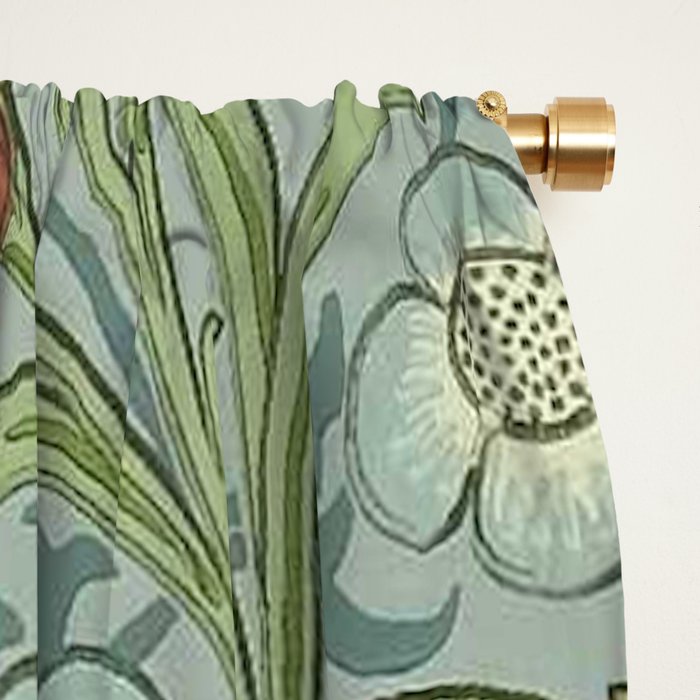 William Morris Vintage Golden Lily Mineral Blue Window Curtain Gallery Image 2