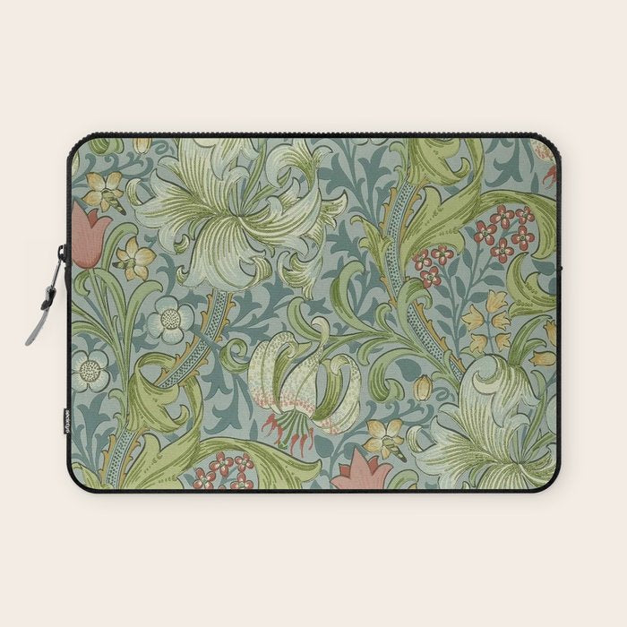 William Morris Vintage Golden Lily Mineral Blue Laptop Sleeve Gallery Image 1