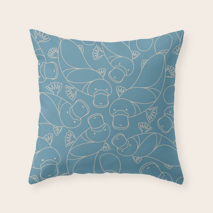 Minimalist Platypus Throw Pillow Gallery Image 1