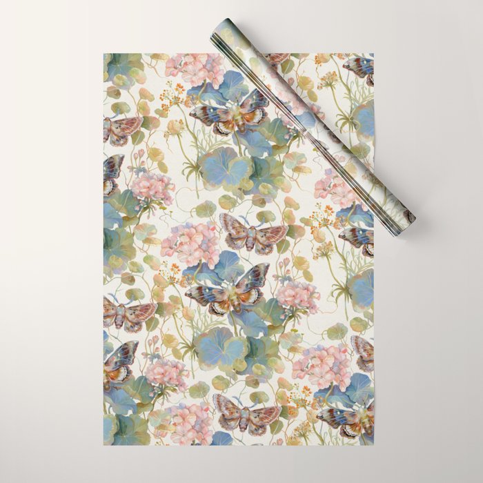 Geranium Moths Wrapping Paper Gallery Image 1
