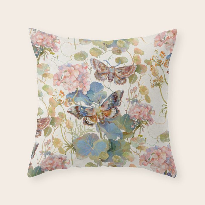 Geranium Moths Throw Pillow Gallery Image 1