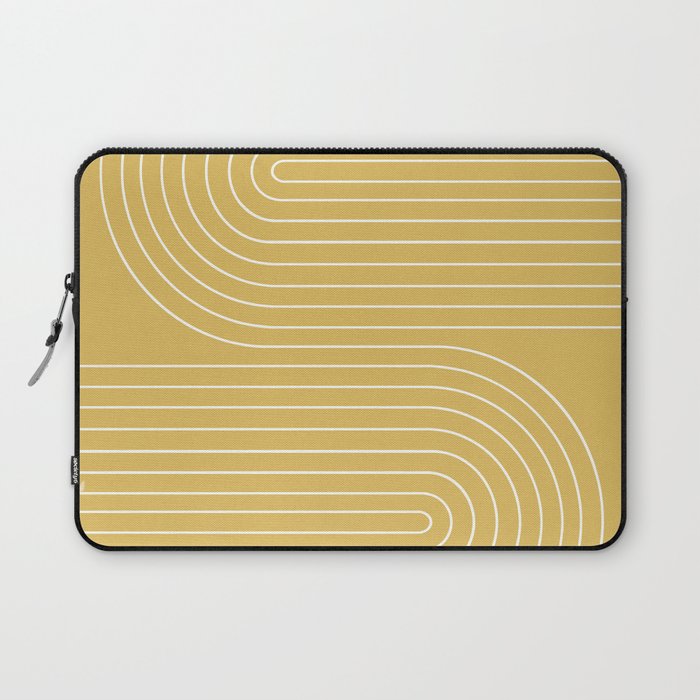 Minimal Line Curvature LXXIII Sunshine Yellow Mid Century Modern Arch Abstract Laptop Sleeve Gallery Image 1