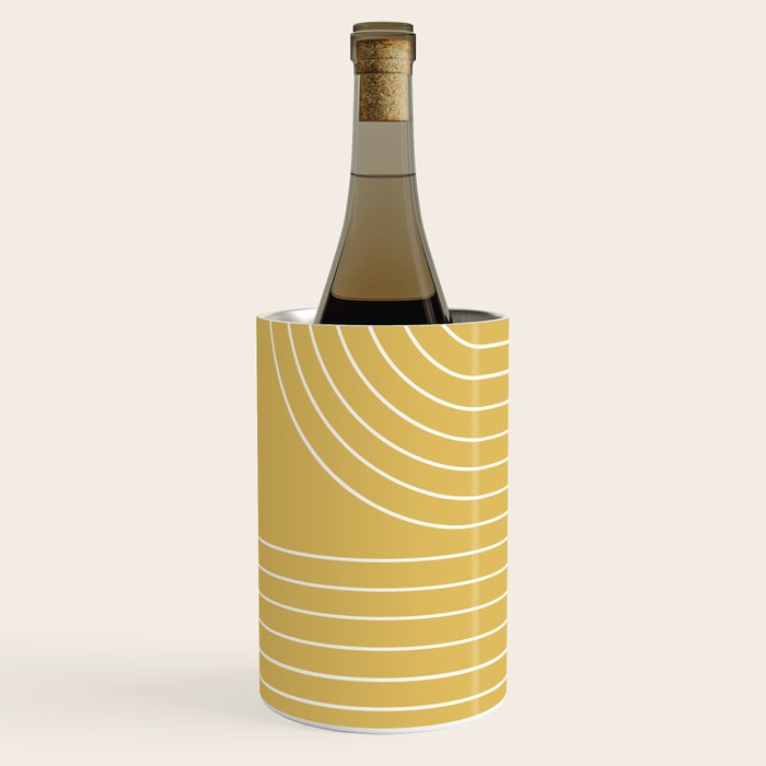 Minimal Line Curvature LXXIII Sunshine Yellow Mid Century Modern Arch Abstract Wine Chiller Gallery Image 2