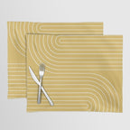 Minimal Line Curvature LXXIII Sunshine Yellow Mid Century Modern Arch Abstract Placemat Gallery Image 1
