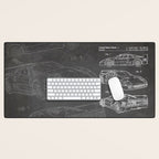 Supercar Sports Car Patent - Car Fan Classic Car Art - Black Chalkboard Desk Mat Gallery Image 1