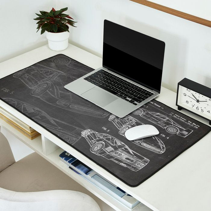 Supercar Sports Car Patent - Car Fan Classic Car Art - Black Chalkboard Desk Mat Gallery Image 2
