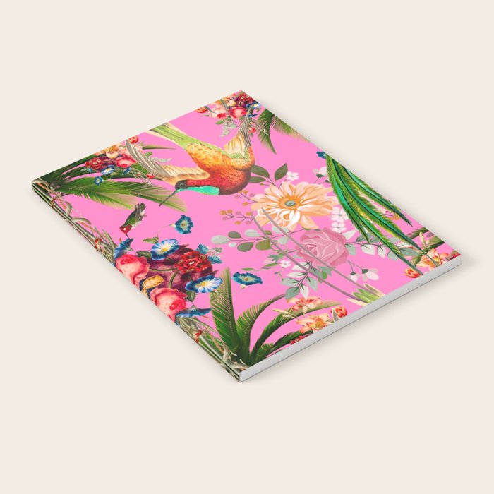 Tropical,vintage,exotic,summer,birds,hummingbird,flowers,baroque  Notebook Gallery Image 2