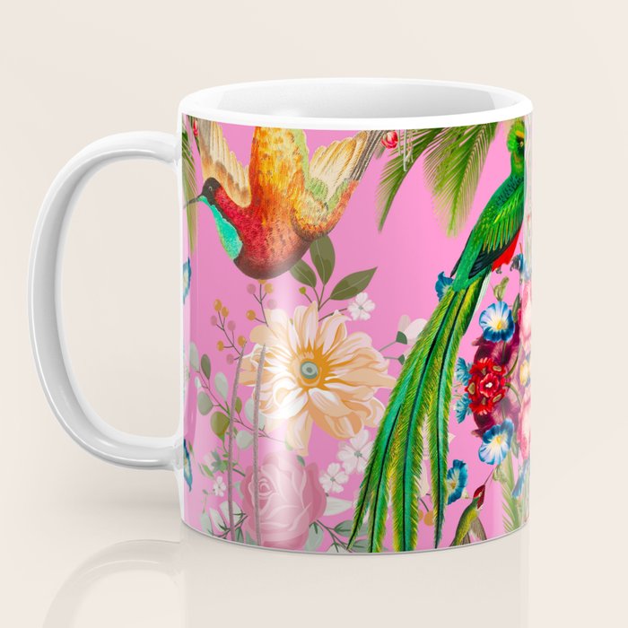 Tropical,vintage,exotic,summer,birds,hummingbird,flowers,baroque  Coffee Mug Gallery Image 3