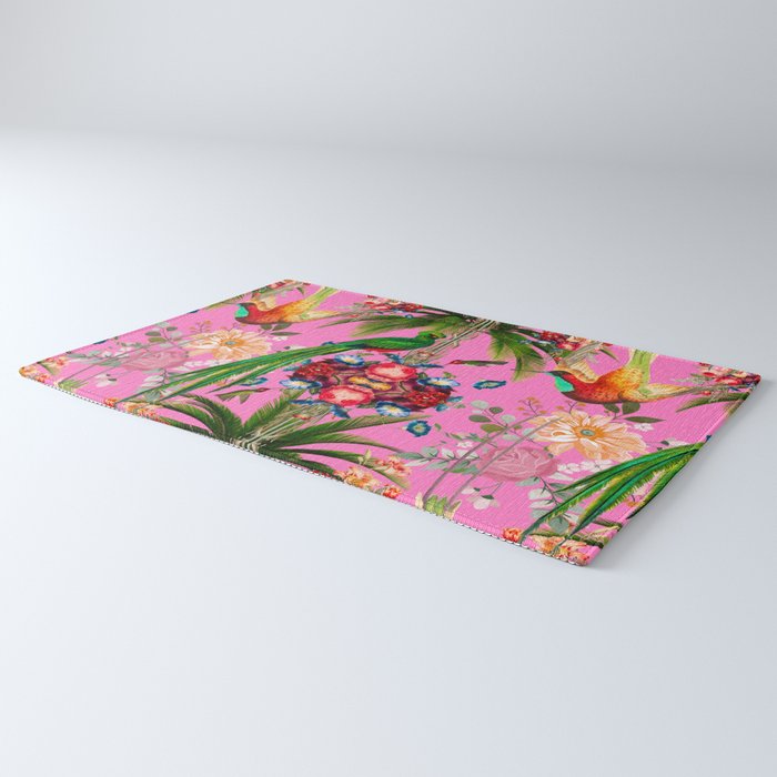 Tropical,vintage,exotic,summer,birds,hummingbird,flowers,baroque  Rug Gallery Image 3
