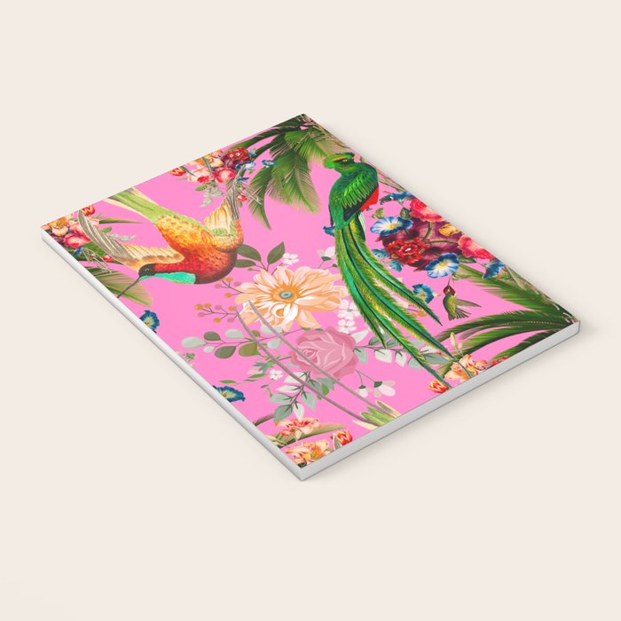 Tropical,vintage,exotic,summer,birds,hummingbird,flowers,baroque  Notebook Gallery Image 3