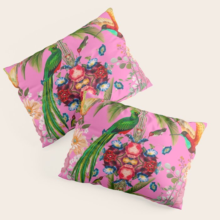 Tropical,vintage,exotic,summer,birds,hummingbird,flowers,baroque  Pillow Sham Gallery Image 3