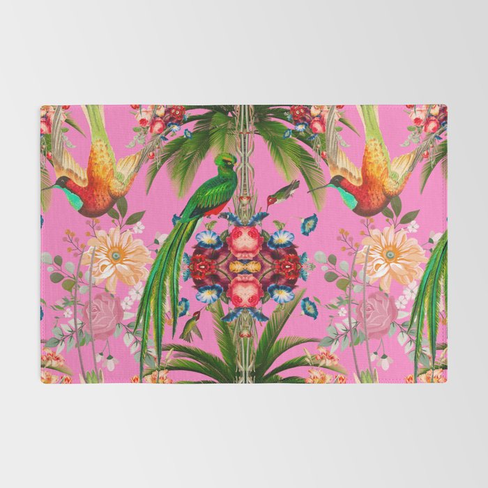 Tropical,vintage,exotic,summer,birds,hummingbird,flowers,baroque  Rug Gallery Image 2