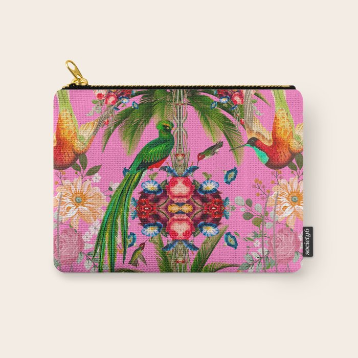 Tropical,vintage,exotic,summer,birds,hummingbird,flowers,baroque  Carry All Pouch Gallery Image 1