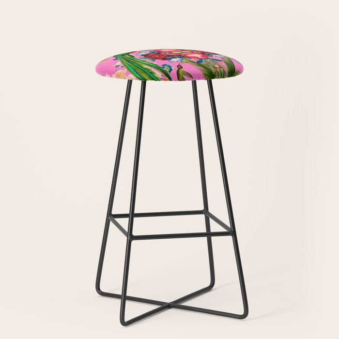 Tropical,vintage,exotic,summer,birds,hummingbird,flowers,baroque  Stool Gallery Image 1