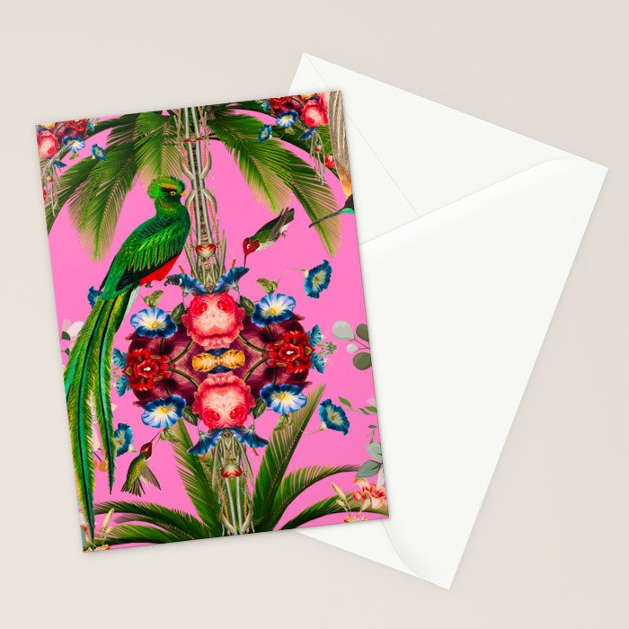 Tropical,vintage,exotic,summer,birds,hummingbird,flowers,baroque  Stationery Card Gallery Image 2