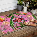 Tropical,vintage,exotic,summer,birds,hummingbird,flowers,baroque  Outdoor Rug Gallery Image 2