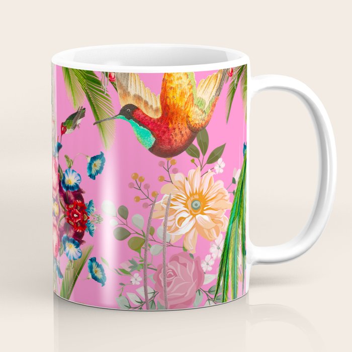 Tropical,vintage,exotic,summer,birds,hummingbird,flowers,baroque  Coffee Mug Gallery Image 1