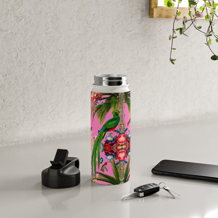 Tropical,vintage,exotic,summer,birds,hummingbird,flowers,baroque  Water Bottle Gallery Image 4