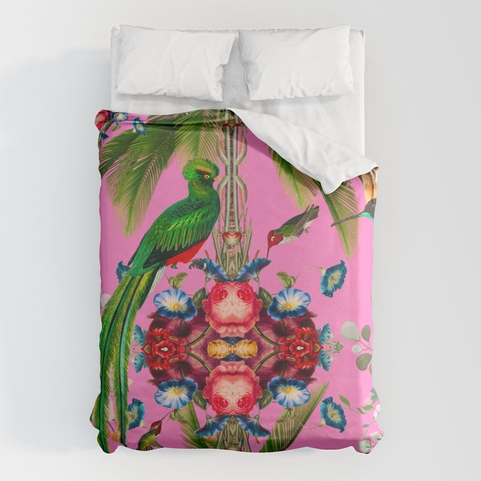 Tropical,vintage,exotic,summer,birds,hummingbird,flowers,baroque  Duvet Cover Gallery Image 1