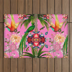 Tropical,vintage,exotic,summer,birds,hummingbird,flowers,baroque  Outdoor Rug Gallery Image 1