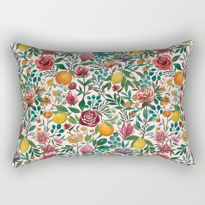 Fruit and Flowers Pattern Rectangular Pillow Gallery Image 2