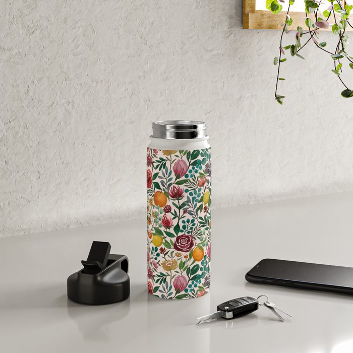 Fruit and Flowers Pattern Water Bottle Gallery Image 4