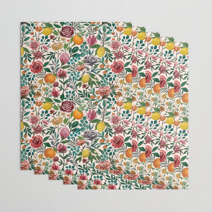 Fruit and Flowers Pattern Wrapping Paper Gallery Image 3