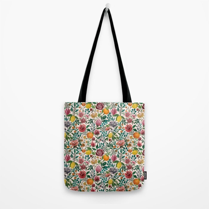 Fruit and Flowers Pattern Tote Bag Gallery Image 2